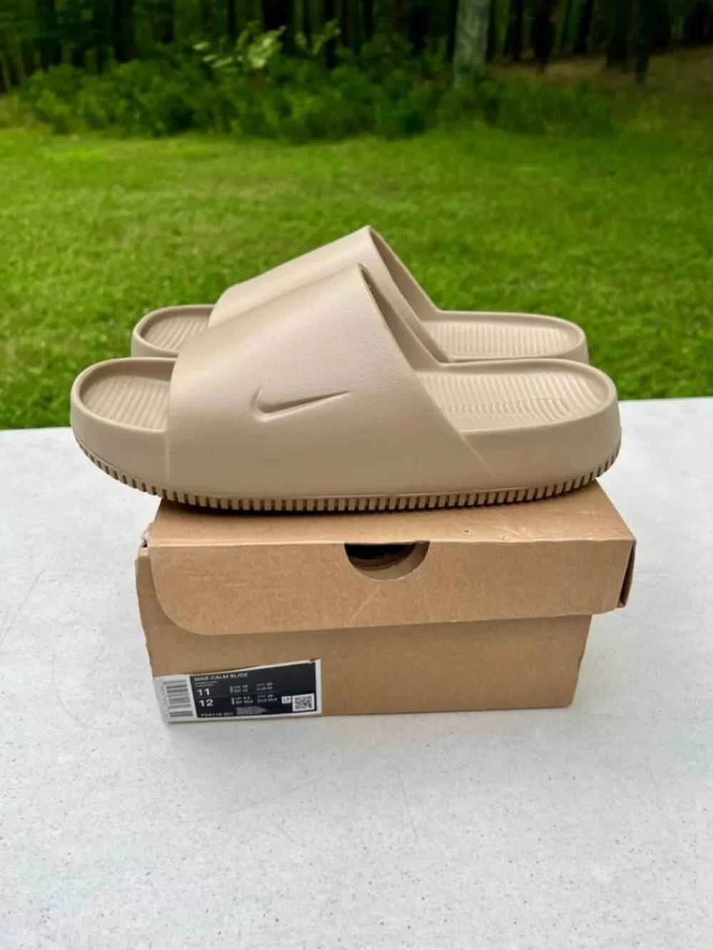 Nike Calm Slide Sandals Khaki Beige Mens Size 11 (Women's size 12) Slip-Ons